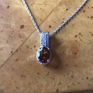 Natural Citrine Sterling Silver Necklace
